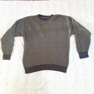 Vintage 80s Jantzen Men’s Brown Crewneck Sweater Size Large Classic Knit Retro